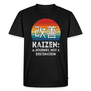 Kaizen : un voyage, pas une destination - T-shirt Premium bio Homme - noir - Devant - Nico (187cm)