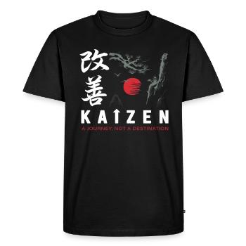 Kaizen : un voyage, pas une destination - T-shirt Premium bio Homme - noir - Devant - Nico (187cm)