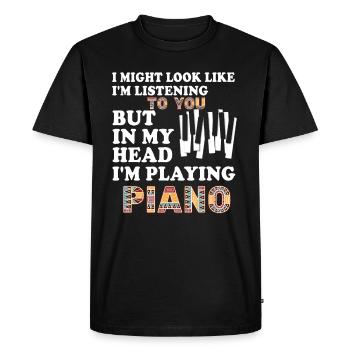 J’ai peut-être l’air d’écouter du piano - T-shirt Premium bio Homme - noir - Devant - Nico (187cm)