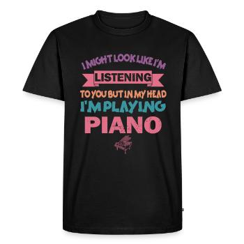 J’ai peut-être l’air d’écouter du piano - T-shirt Premium bio Homme - noir - Devant - Nico (187cm)