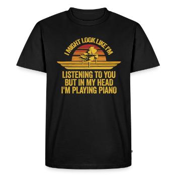 J’ai peut-être l’air d’écouter du piano - T-shirt Premium bio Homme - noir - Devant - Nico (187cm)