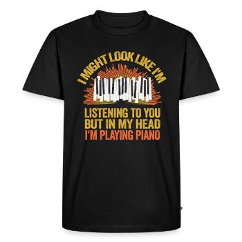 J’ai peut-être l’air d’écouter du piano - T-shirt Premium bio Homme - noir - Devant - Nico (187cm)