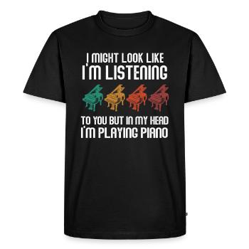 J’ai peut-être l’air d’écouter du piano - T-shirt Premium bio Homme - noir - Devant - Nico (187cm)