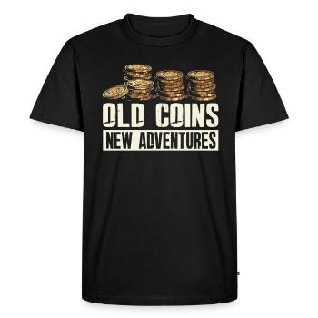 Old Coins New Adventures Numismatics - Men's Premium Organic T-Shirt - black - Front - Nico (187cm)
