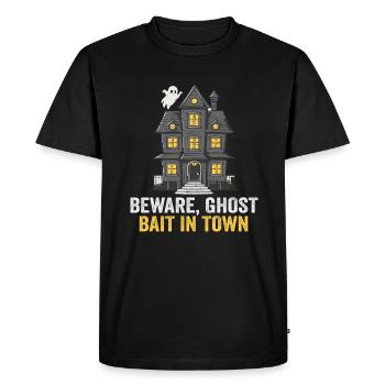 Beware Ghost Bait In Town Spooky - Men's Premium Organic T-Shirt - black - Front - Nico (187cm)