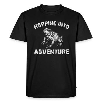 Saut dans l’aventure grenouilles nature joie - T-shirt Premium bio Homme - noir - Devant - Nico (187cm)