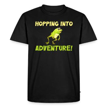 Saut dans l’aventure grenouilles nature joie - T-shirt Premium bio Homme - noir - Devant - Nico (187cm)