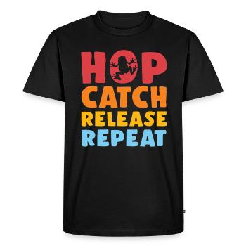 Hop Catch Release Repeat Frog Humor - Men's Premium Organic T-Shirt - black - Front - Nico (187cm)