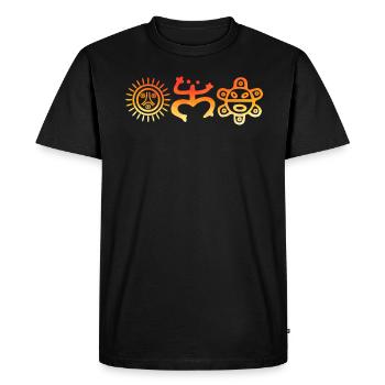 Soleil tribal et symboles aux tons chauds - T-shirt Premium bio Homme - noir - Devant - Nico (187cm)