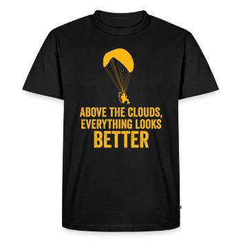 Au-dessus des nuages Passionné de paramoteur - T-shirt Premium bio Homme - noir - Devant - Nico (187cm)