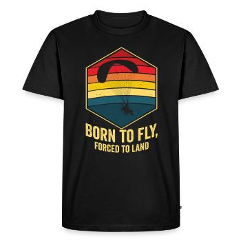 Born To Fly Forcé D’atterrir Paramoteur - T-shirt Premium bio Homme - noir - Devant - Nico (187cm)