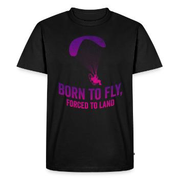 Born To Fly Forcé D’atterrir Paramoteur - T-shirt Premium bio Homme - noir - Devant - Nico (187cm)