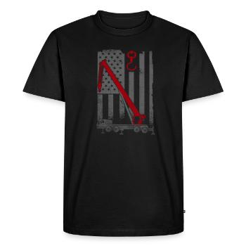 Fierté de l’opérateur de grue drapeau américain - T-shirt Premium bio Homme - noir - Devant - Nico (187cm)