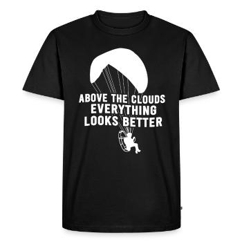 Au-dessus des nuages, tout semble mieux - T-shirt Premium bio Homme - noir - Devant - Nico (187cm)