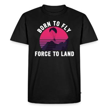 Born To Fly Forcé D’atterrir Paramoteur - T-shirt Premium bio Homme - noir - Devant - Nico (187cm)