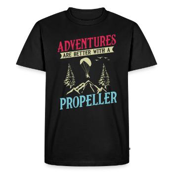 Les aventures sont meilleures avec une hélice - T-shirt Premium bio Homme - noir - Devant - Nico (187cm)