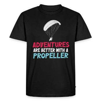 Les aventures sont meilleures avec une hélice - T-shirt Premium bio Homme - noir - Devant - Nico (187cm)