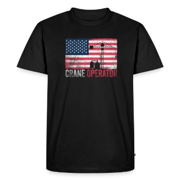 Fierté de l’opérateur de grue drapeau américain - T-shirt Premium bio Homme - noir - Devant - Nico (187cm)
