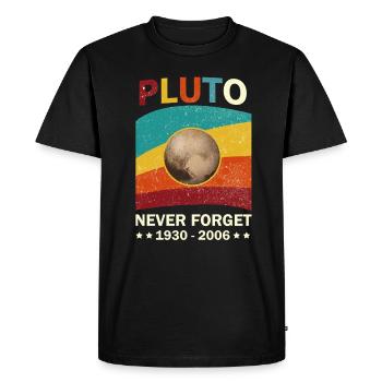 Pluton n’oublie jamais l’hommage 1930-2006 - T-shirt Premium bio Homme - noir - Devant - Nico (187cm)