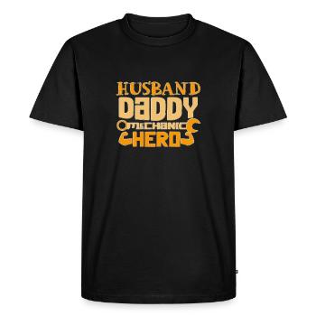 Husband Daddy Mechanic Hero Graphic - Men's Premium Organic T-Shirt - black - Front - Nico (187cm)