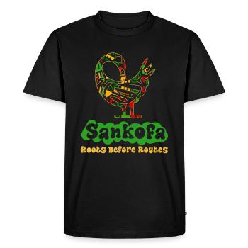Symbole Sankofa Adinkra Ghana Noir - T-shirt Premium bio Homme - noir - Devant - Nico (187cm)