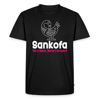 Symbole Sankofa Adinkra Ghana Noir - T-shirt Premium bio Homme - noir - Devant - Nico (187cm)