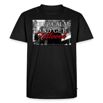 RESTEZ CALME ET FAITES-VOUS TATOUER DE L’ENCRE ENCRÉE - T-shirt Premium bio Homme - noir - Devant - Nico (187cm)