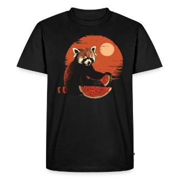 Panda roux Chat Ours Panda roux Pastèque - T-shirt Premium bio Homme - noir - Devant - Nico (187cm)