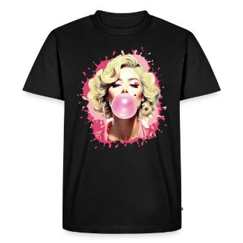 Woman,Graffiti,illustration,Chewing gum,Bubble - Men's Premium Organic T-Shirt - black - Front - Nico (187cm)