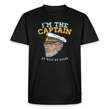 Je suis le capitaine - Mon bateau - Mes règles - T-shirt Premium bio Homme - noir - Devant - Nico (187cm)