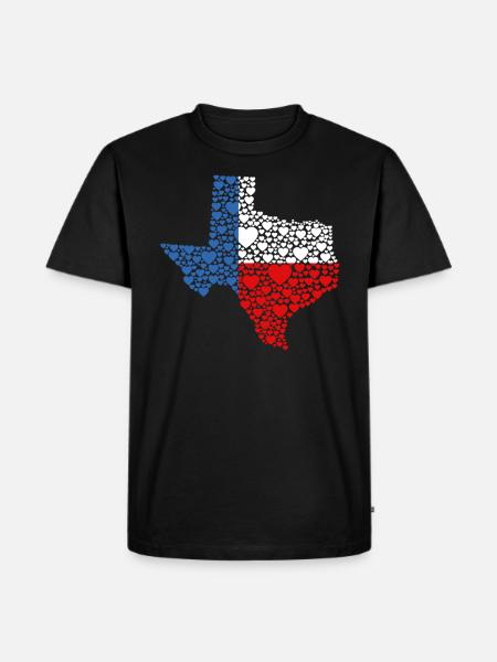 Texas Heart - Männer Premium Bio T-Shirt - Schwarz