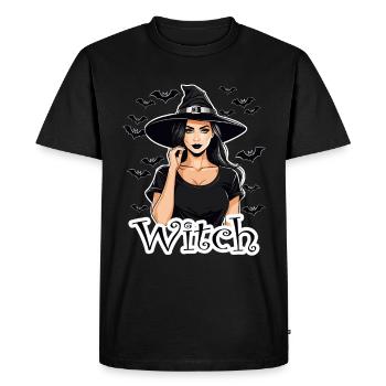 Sorcière avec des chauves-souris - T-shirt Premium bio Homme - noir - Devant - Nico (187cm)