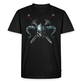 Warrior Skull 2 swords - Men's Premium Organic T-Shirt - black - Front - Nico (187cm)