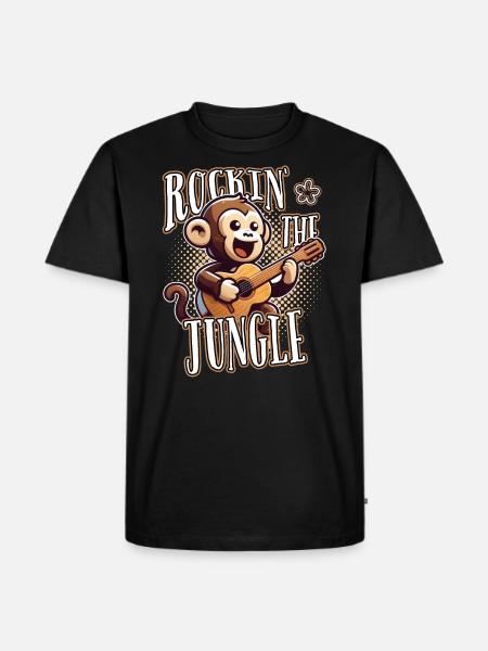 Rockin The Jungle Funny Monkey Plays Guitar - Men's Premium Organic T-Shirt - black