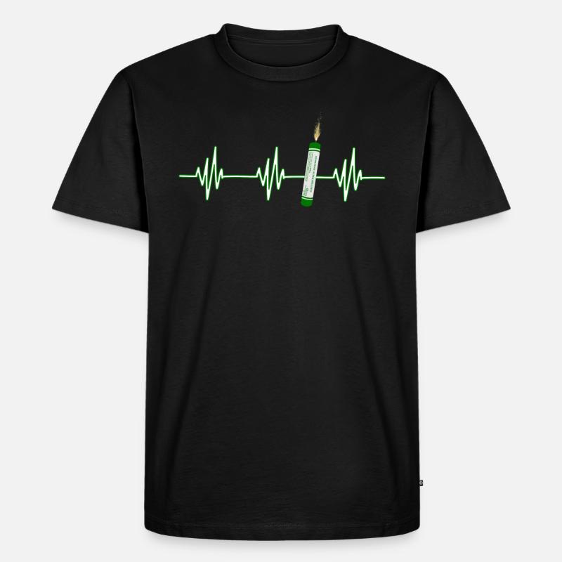 Heartbeat Pyro Cracker - Männer Premium Bio T-Shirt - Schwarz