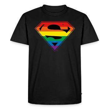 Justice League Superman Rainbow Logo - Men's Premium Organic T-Shirt - black - Front - Nico (187cm)