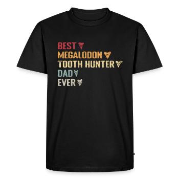 Megalodon Papa Shark Tooth Collecteur de fossiles - T-shirt Premium bio Homme - noir - Devant - Nico (187cm)