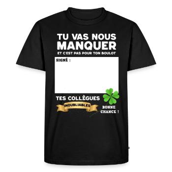 Collègue Bonne Chance Pour Ton Départ Humour - T-shirt Premium bio Homme - noir - Devant - Nico (187cm)