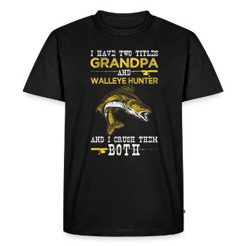 Pêcheurs Grand-père Zander pêche au doré jaune - T-shirt Premium bio Homme - noir - Devant - Nico (187cm)