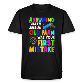 Laser Tag Grandpa Laser Gun Laser Beam - T-shirt Premium bio Homme - noir - Devant - Nico (187cm)