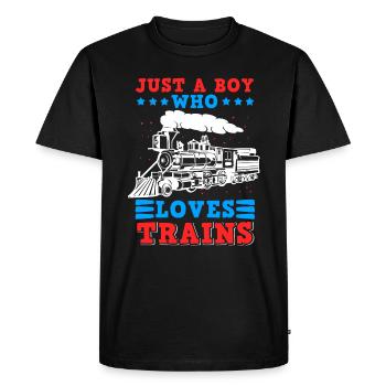 Modèle Ferroviaire Locomotive à Vapeur Chemin de fer Drôle - T-shirt Premium bio Homme - noir - Devant - Nico (187cm)