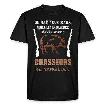Chasseur De Sanglier Cadeau Drôle - T-shirt Premium bio Homme - noir - Devant - Nico (187cm)