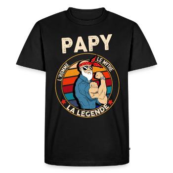 Papy le mythe la legende Fête Grand-Pères - T-shirt Premium bio Homme - noir - Devant - Nico (187cm)