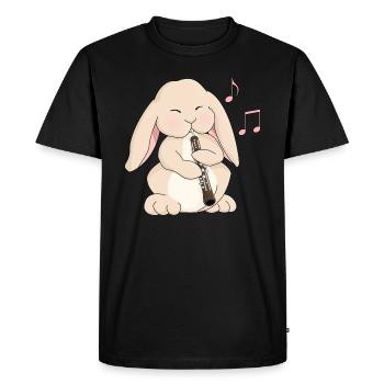 Lapin Kawaii Oboe mignon - T-shirt Premium bio Homme - noir - Devant - Nico (187cm)