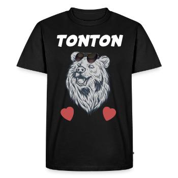 Tonton Ours Idée Cadeau Homme Oncle - T-shirt Premium bio Homme - noir - Devant - Nico (187cm)