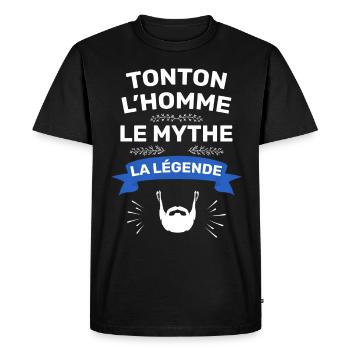 Tonton Une Légende Exceptionnelle - T-shirt Premium bio Homme - noir - Devant - Nico (187cm)