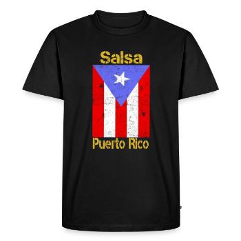Salsa de Puerto Rico Latino Music Gift T-Shirt - Men's Premium Organic T-Shirt - black - Front - Nico (187cm)