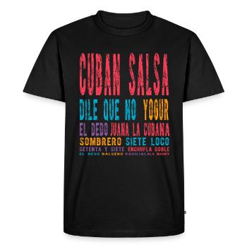 Chemise de danse latine salsa cubaine - T-shirt Premium bio Homme - noir - Devant - Nico (187cm)