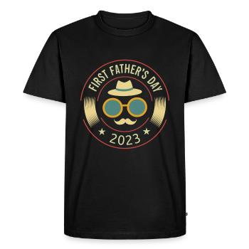 Première fête des pères 2023 - T-shirt Premium bio Homme - noir - Devant - Nico (187cm)