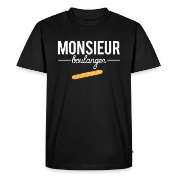Monsieur boulanger métier profession boulangerie - T-shirt Premium bio Homme - noir - Devant - Nico (187cm)